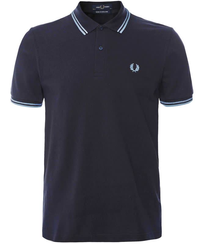 Fred Perry M12 Twin Tipped Polo Shirt in black with white and red twin tip detailing
