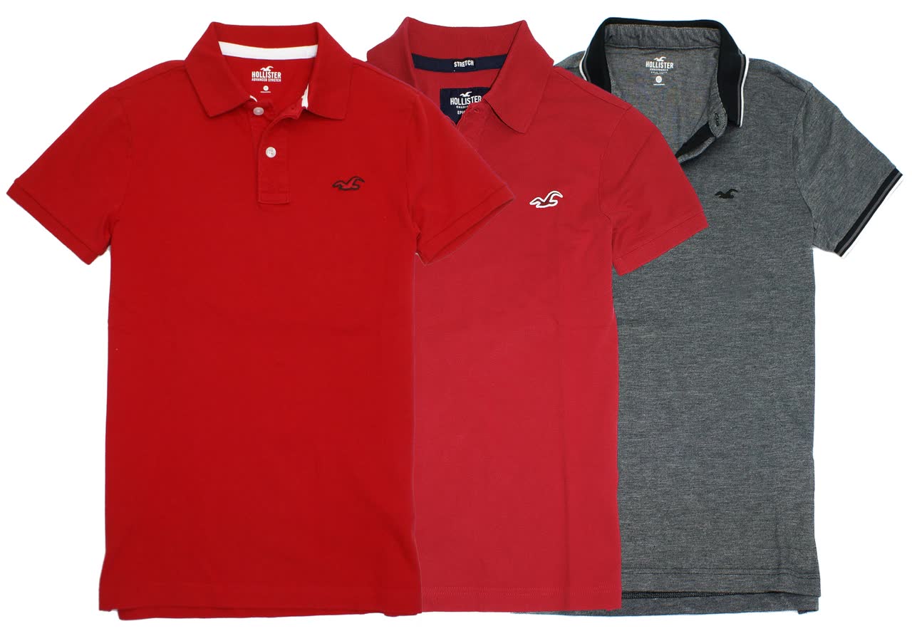 Hollister Stretch Piqué Polo in navy blue displayed on white background