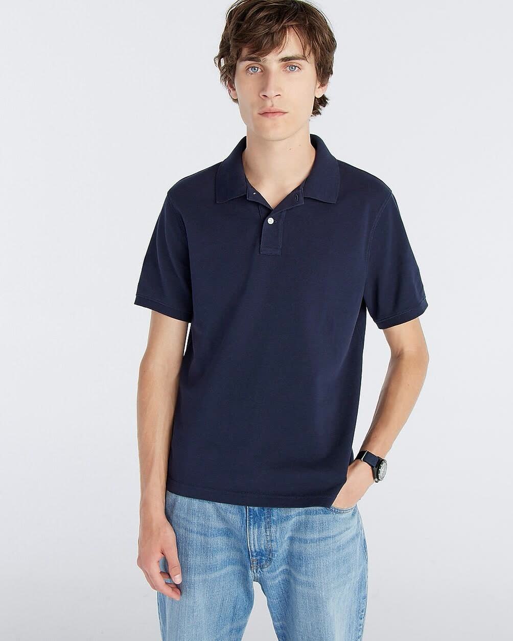 J.Crew Classic Piqué Polo in navy blue